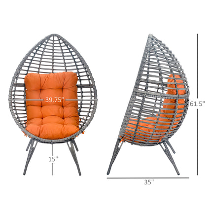 Likeshoppe Wicker Egg Chair with Cushion – Indoor Outdoor PE Rattan Lounge Chair for Patio, Living Room & Garden