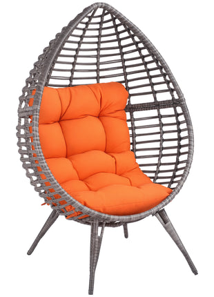 Likeshoppe Wicker Egg Chair with Cushion – Indoor Outdoor PE Rattan Lounge Chair for Patio, Living Room & Garden