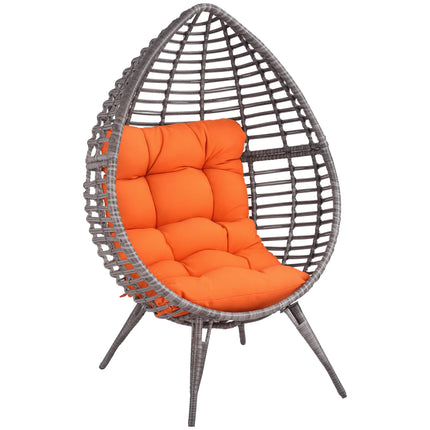 Likeshoppe Wicker Egg Chair with Cushion – Indoor Outdoor PE Rattan Lounge Chair for Patio, Living Room & Garden