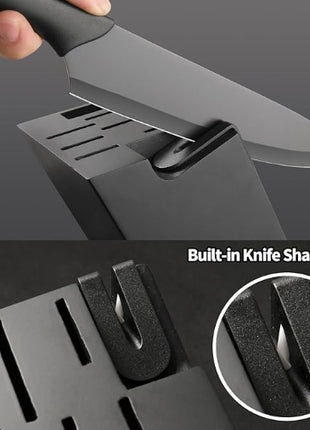 16-Piece Kitchen Knife Set with Block & Cutting Board – German Stainless Steel Knife Set with Steak Knives & Sharpener