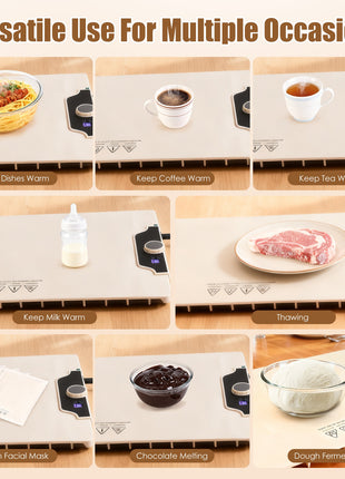 Food Warming Mat 300W – Electric Silicone Heating Mat with 14 Temp Levels & Timer for Buffet & Parties