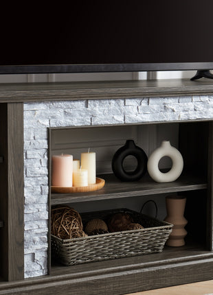 70" TV Stand with Faux Stone Surround – Modern Media Entertainment Center