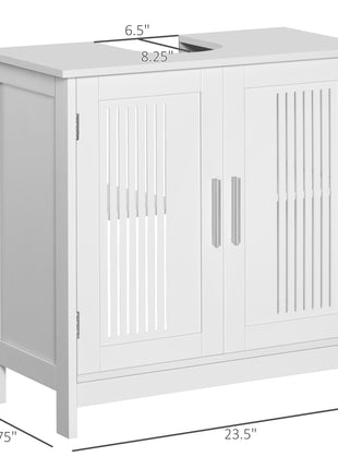 Bathroom Under Sink Cabinet – White Pedestal Sink Storage Cabinet with Adjustable Shelf