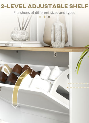 Likeshoppe Slim Shoe Storage Cabinet with Flip Drawers – Modern Entryway Shoe Organizer