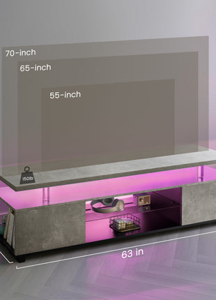 LED Gaming TV Stand for 70 Inch TV – Modern Entertainment Center with Storage Cabinet