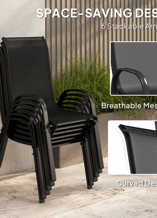 8 Piece Patio Dining Set with Umbrella – Outdoor Table & 6 Chairs