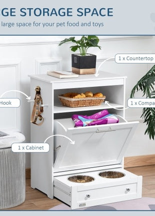 Pet Feeder Station Locker with Storage | Raised Dog Bowl Feeding Cabinet | Likeshoppe
