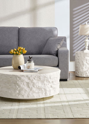 Likeshoppe 35.43''Fiberglass Round Center Coffee Table Set For Living Room