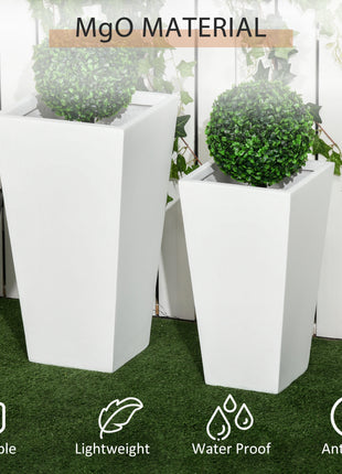 Likeshoppe White Outdoor Planter Set of 2 – Modern Concrete Style Flower Pots for Patio, Balcony & Garden