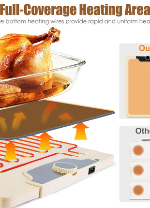 Food Warming Mat 300W – Electric Silicone Heating Mat with 14 Temp Levels & Timer for Buffet & Parties