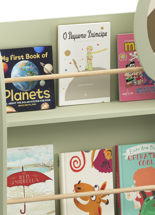 Likeshoppe Bookshelf with 3 Tier Display – Wooden Book Rack for Nursery, Playroom & Reading Corner