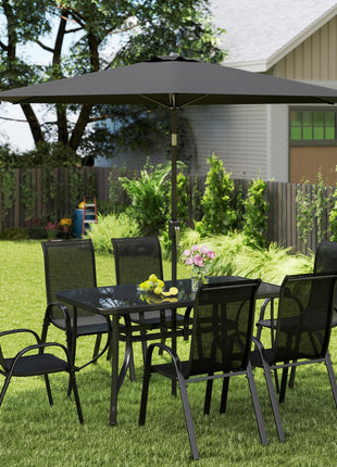 8 Piece Patio Dining Set with Umbrella – Outdoor Table & 6 Chairs