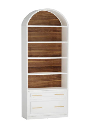 Likeshoppe Modern Arched Bookshelf with Drawer &amp; File Cabinet