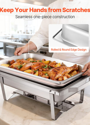 9 Qt Stainless Steel Chafing Dish Set 4 Pack Buffet Food Warmer with Fuel Holders