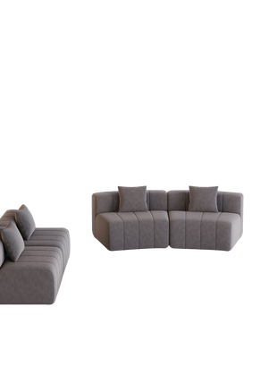 Likeshoppe Curved Modular Chenille Sectional Sofa – Grey 4-Seat Cloud Couch with Pillows for Modern Living Room