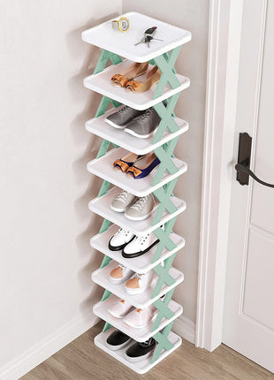 9 Tier Narrow Shoe Rack Vertical Organizer | Space Saving Entryway Shoe Storage | Likeshoppe