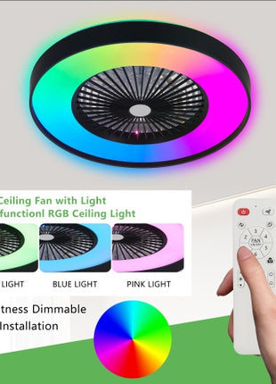 23" Smart Ceiling Fan with RGB LED Light – Dimmable App & Remote Control Ceiling Fan