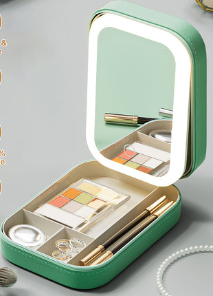 Portable Travel Makeup Bag with LED Mirror | Rechargeable Cosmetic Organizer with Dimmable Light | Likeshoppe