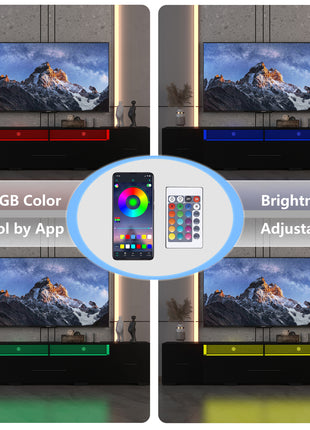 LED TV Console with Storage & RGB Lights – Modern Entertainment Center for TVs Up to 80"