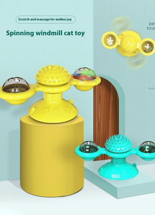 Interactive Windmill Cat Toy with LED Light Ball – Suction Cup Indoor Cat Entertainment Set