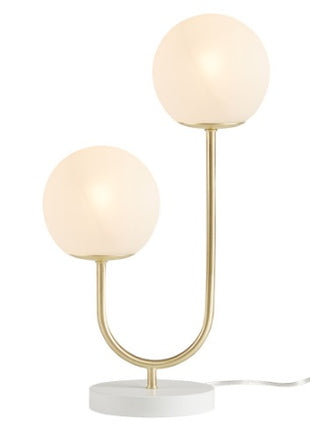 Modern Gold 2-Light Globe Table Lamp with Frosted Glass Shades – Elegant Desk Lamp for Bedroom, Living Room & Office