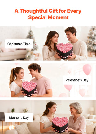 27 Preserved Roses Heart Box – Forever Flowers Gift for Women Wife Mom Anniversary Valentine’s Day