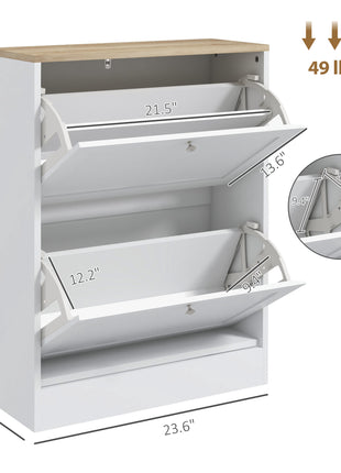 Likeshoppe Slim Shoe Storage Cabinet with Flip Drawers – Modern Entryway Shoe Organizer