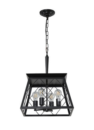 Likeshoppe 4 Light Farmhouse Chandelier Black – Rustic Iron Ceiling Light with Adjustable Chain for Dining Room, Kitchen & Entryway (E26)