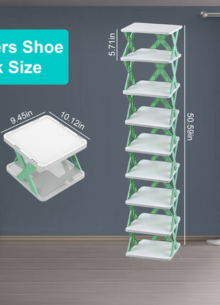 9 Tier Narrow Shoe Rack Vertical Organizer | Space Saving Entryway Shoe Storage | Likeshoppe
