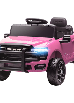 12V Kids Ride on Car, Licensed Dodge RAM 3500 Ride on Toys with Dual Motors, Remote Control for Toddlers, Pink