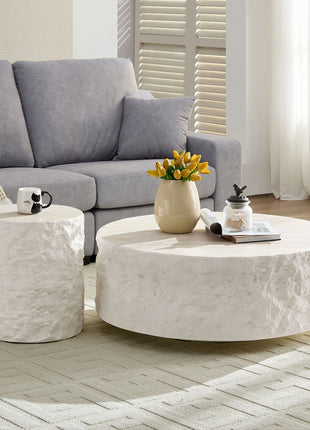 Likeshoppe 35.43''Fiberglass Round Center Coffee Table Set For Living Room