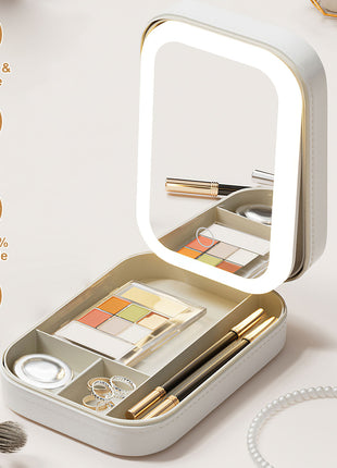 Portable Travel Makeup Bag with LED Mirror | Rechargeable Cosmetic Organizer with Dimmable Light | Likeshoppe