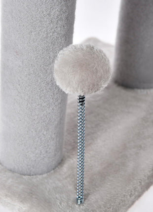 Gray Cat Tree Tower with Tunnel Bed & Scratching Posts – Indoor Cat Condo with Hanging Toys