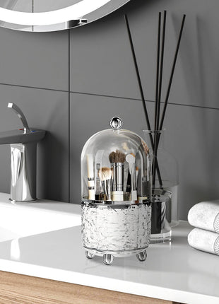 Likeshoppe Rotating Makeup Brush Holder Organizer – Large Capacity Dustproof Cosmetic Storage for Vanity & Bathroom-lsb
