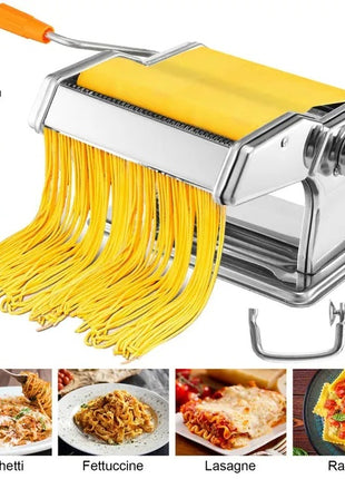 Likeshoppe Choice Stainless Steel Manual Pasta Maker – Adjustable Noodle Machine for Spaghetti &amp; Fettuccine