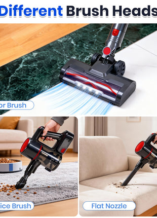 Cordless Vacuum Cleaner – Lightweight Rechargeable Stick Vacuum with LED Light