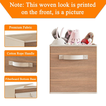 Fabric Storage Cubes with Handle, Foldable  Cube Storage Bins, 6 Pack Storage Baskets for Shelves, Storage Boxes for Organizing Closet Bins, Wood Grain - Likeshoppe 