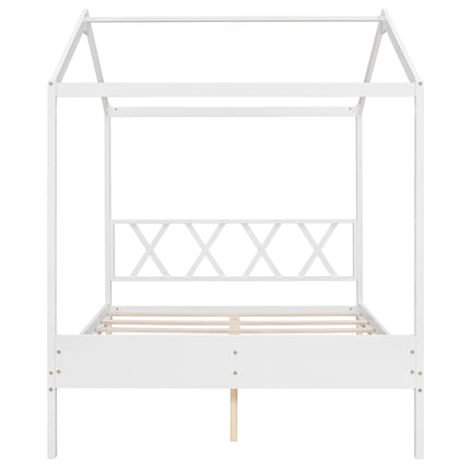 AS27- Full Size Wood House Bed with Storage Space - Likeshoppe 