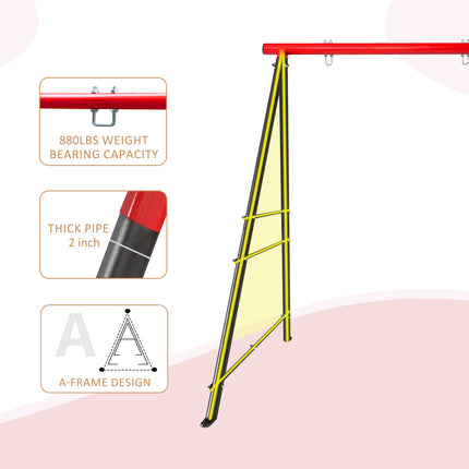 AZ1-Metal Swing Stand Swing Sets for Backyard,Powder Coated Swing Frame of Swing Set with Extra Side Bars,880 Lbs Heavy-Duty A-Frame Outdoor Swing Fits Swing Chair,Porch Swing - Likeshoppe 