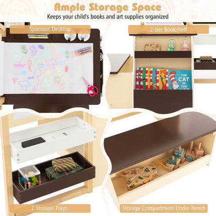 BM2- Kids Art Center Wooden Table Bench Set - Likeshoppe 