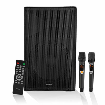 CC8- 5 Core Powered PA Speaker • 1500W Peak Portable Active Powered DJ Audio System • w Bluetooth 5.1 • SD USB AUX MIC FM RCA Input • 2 Wireless UHF Microphone • Remote- ACTIVE DJ 12 2-MIC - Likeshoppe 