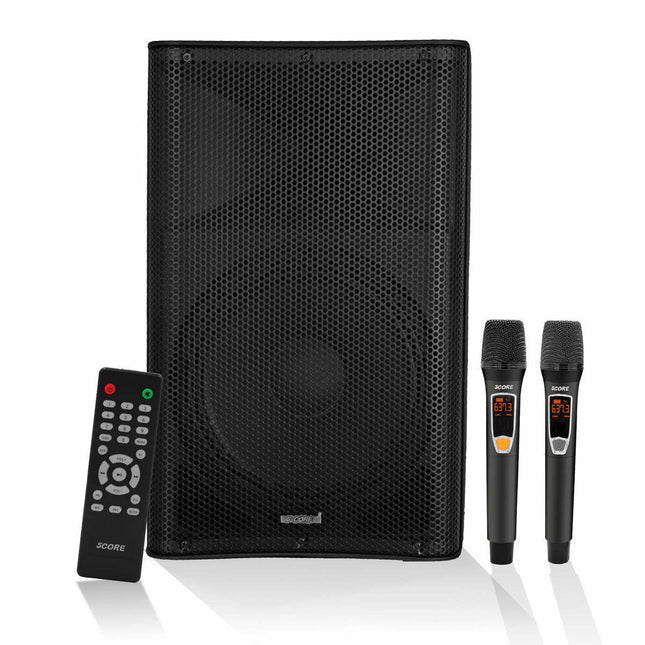 CC8- 5 Core Powered PA Speaker • 1500W Peak Portable Active Powered DJ Audio System • w Bluetooth 5.1 • SD USB AUX MIC FM RCA Input • 2 Wireless UHF Microphone • Remote- ACTIVE DJ 12 2-MIC - Likeshoppe 