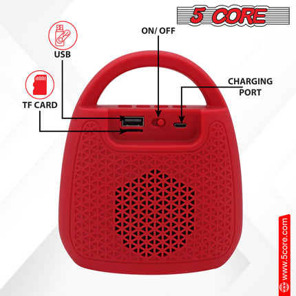 CC25- 4" Portable Bluetooth Speaker Outdoor Wireless Mini 40W with Loud Stereo and Booming Bass, USB, FM, 10H Playtime, LED Party Lights, Water Resistant 5 Core - BLUETOOTH 13R - Likeshoppe 