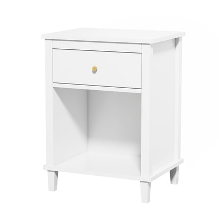 AW6- Wooden Nightstand with One Drawer One Shelf for Kids, Adults, White - Likeshoppe 