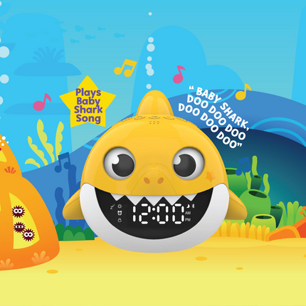 CH24- Nickelodeon Pink Fong Baby Shark Bluetooth Speaker with Digital Alarm Clock, White Noise - Likeshoppe 