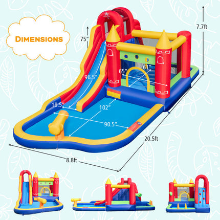 BC12- 9-in-1 Inflatable Bounce Castle with Water Slide and Splash Pool without Blower - Likeshoppe 