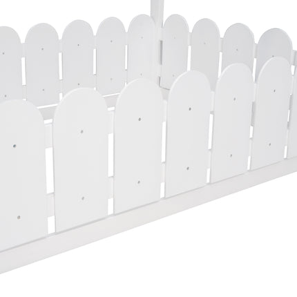 AS24- (Slats are not included) Twin Size Wood Bed House Bed Frame with Fence;  for Kids;  Teens;  Girls;  Boys - Likeshoppe 