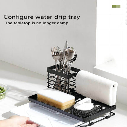 BY3- Kitchen Supplies Cloth Rack New Sponge Cloth Drain Rack with Chopstick Tube Easy Storage Storage Shelf Kitchen Sorting Rack - Likeshoppe 