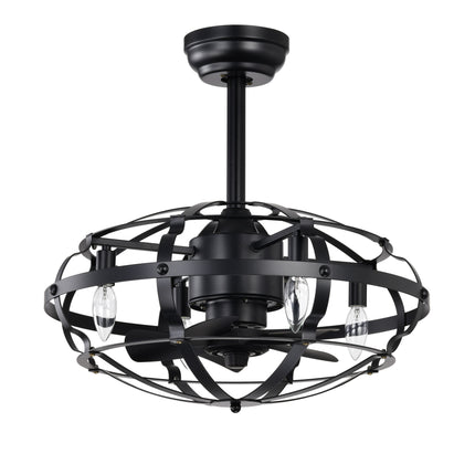 BU17- Hot Sell Industrial Ceiling Fan Light Kit for Living Room Bedroom Kitchen and Bladeless Caged Ceiling Fan with Lights - Likeshoppe 