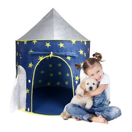 BE6- Kids Tent Rocket Spaceship, Kids Play Tent, Unicorn Tent for Boys & Girls, Kids Playhouse, Pop up Tents Foldable, Toddler Tent, Gift for Kids, Indoor & Outdoor, Blue, Space Theme - Likeshoppe 